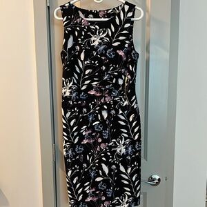 Floral Black and White Sleeveless Dress